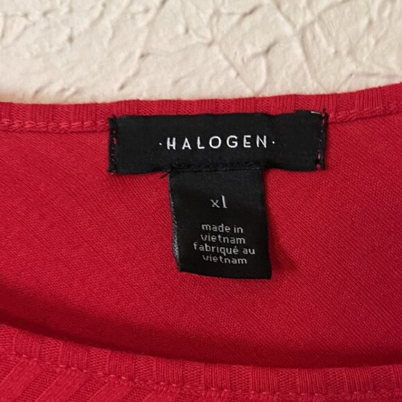 Halogen Long Sleeve Red Ribbed Tunic Top, Size XL - Picture 2 of 4